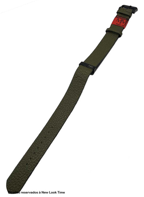 Pulseira Nato Couro Verde Relógios 18mm Fivela Preta
