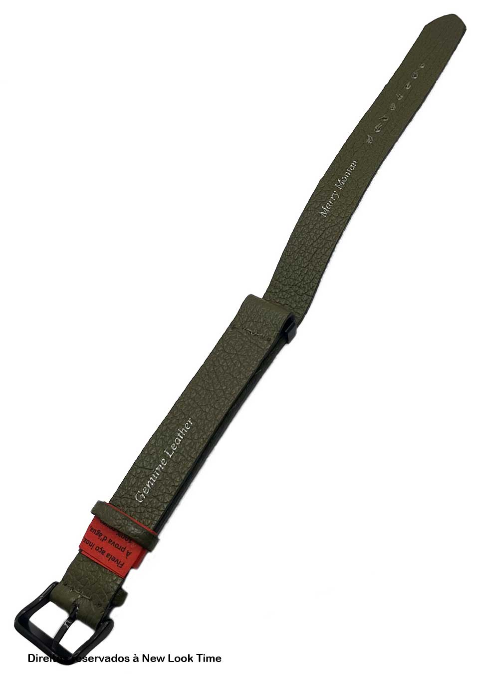 Pulseira Nato Couro Verde Relógios 18mm Fivela Preta