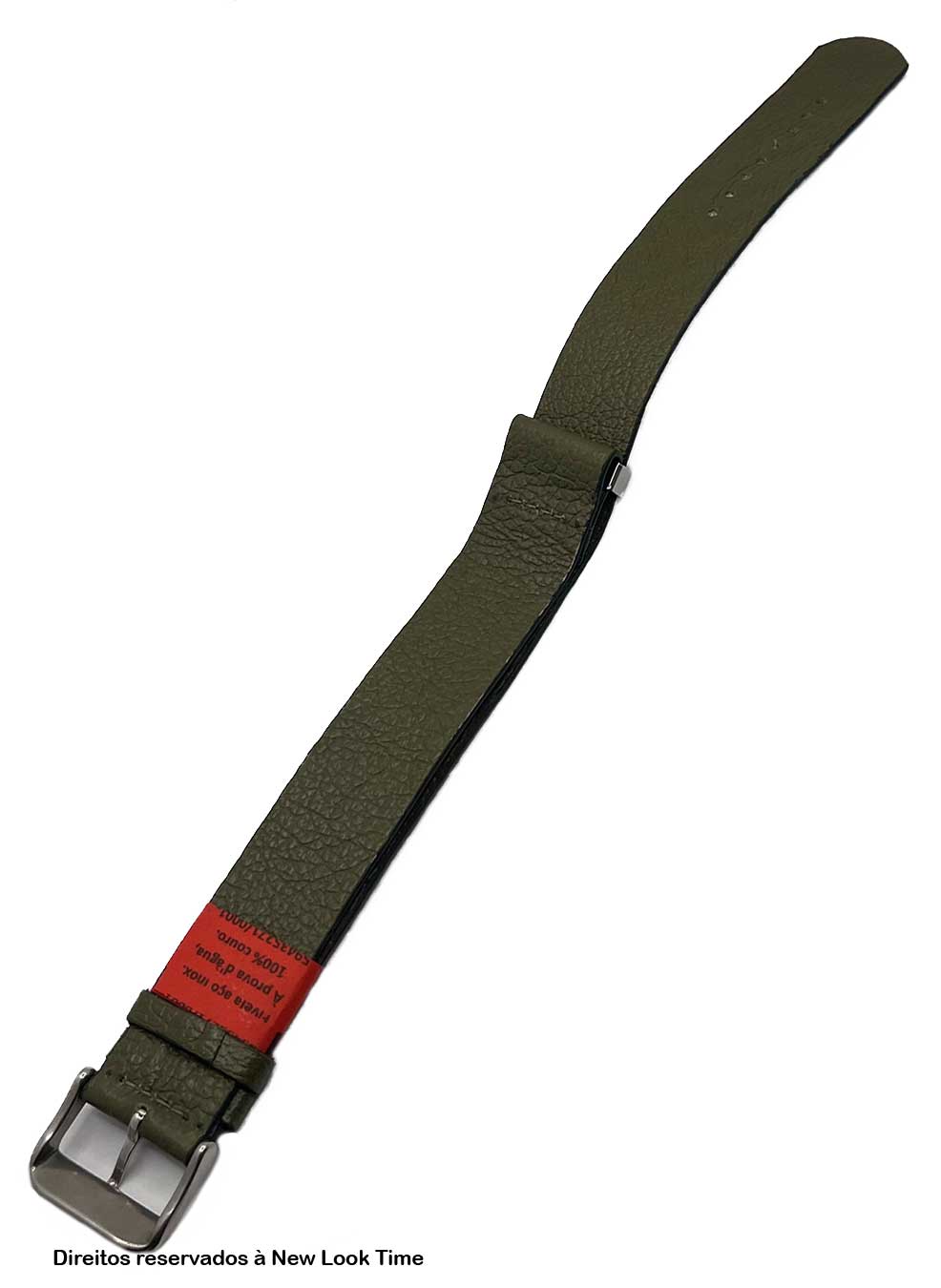 Pulseira Nato Couro Verde Relógios 20mm Fivela Prata