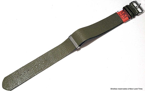 Pulseira Nato Couro Verde Relógios 22mm Fivela Prata