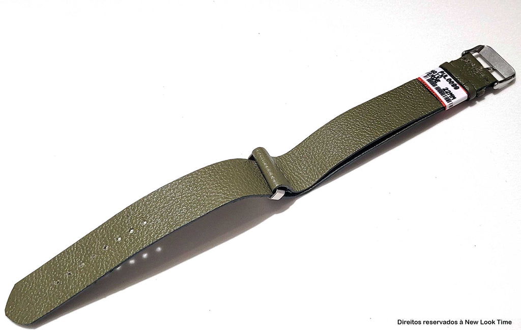 Pulseira Nato Couro Verde Relógios 22mm Fivela Prata