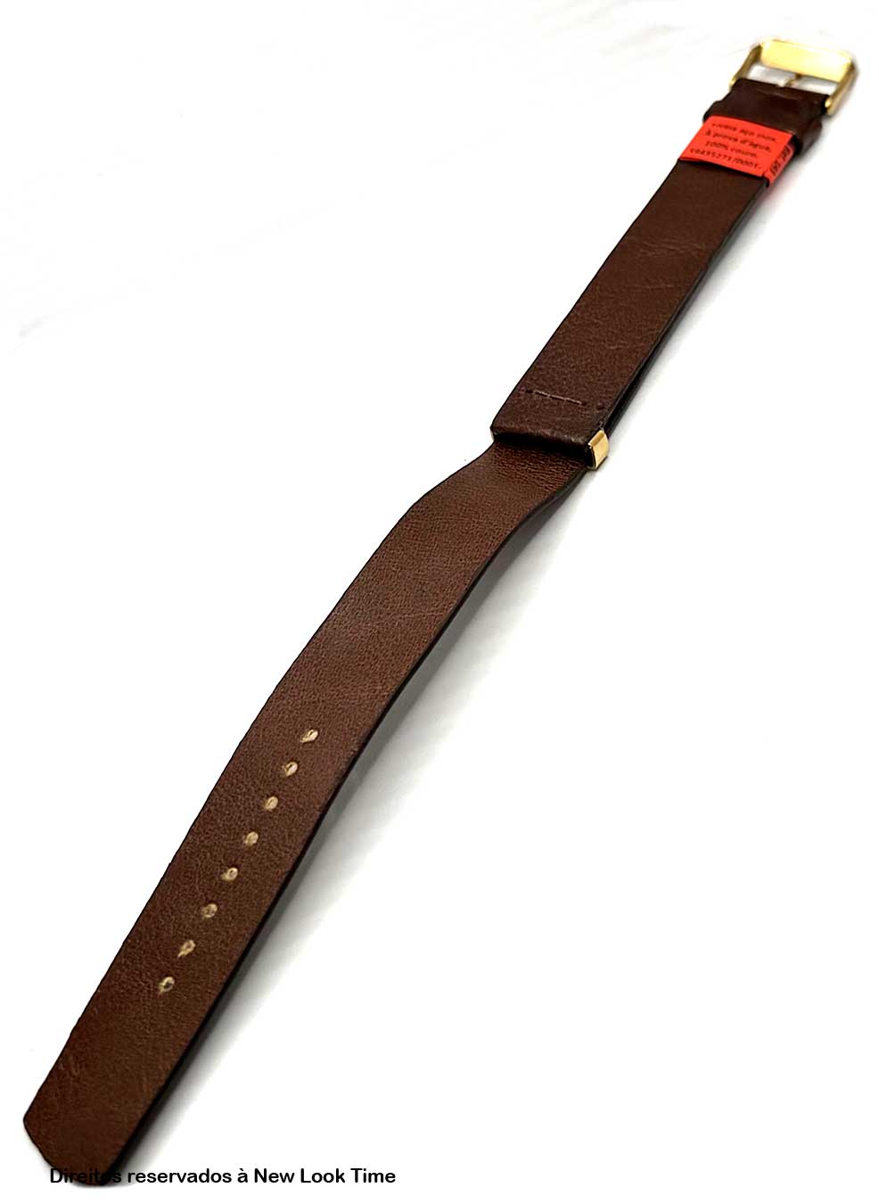 Pulseira Nato Couro Marrom 22mm Fivela Dourada