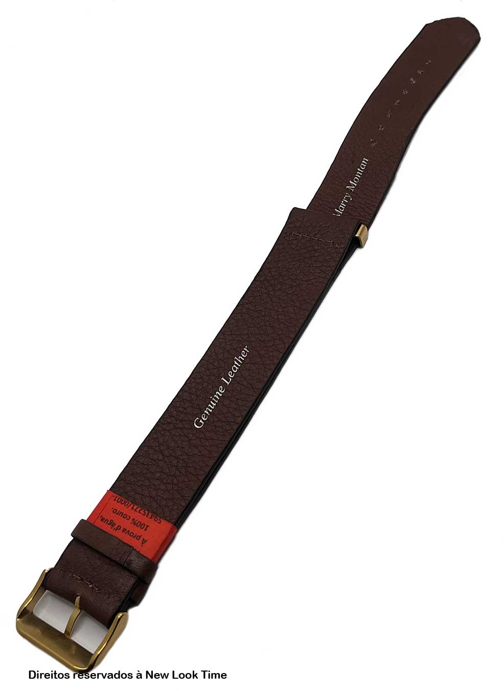 Pulseira Nato Couro Marrom Relógios 24mm Fivela Dourada