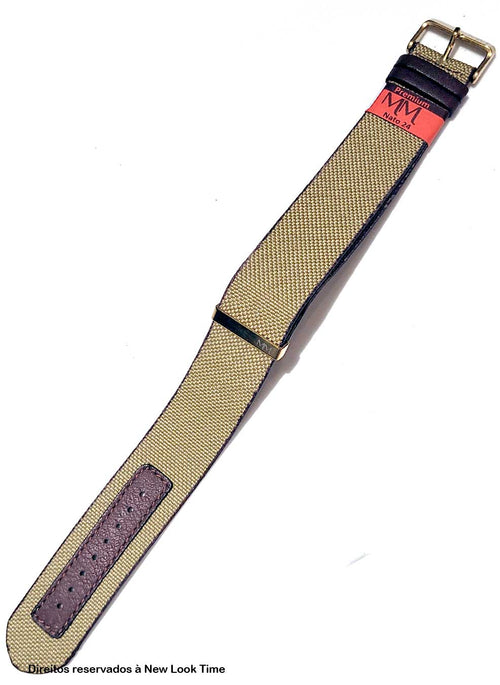 Pulseira Nato Lona Bege 24mm Fivela Prata