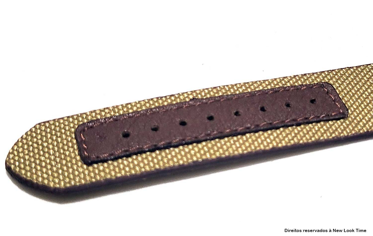 Pulseira Nato Lona Bege 22mm Fivela Dourada