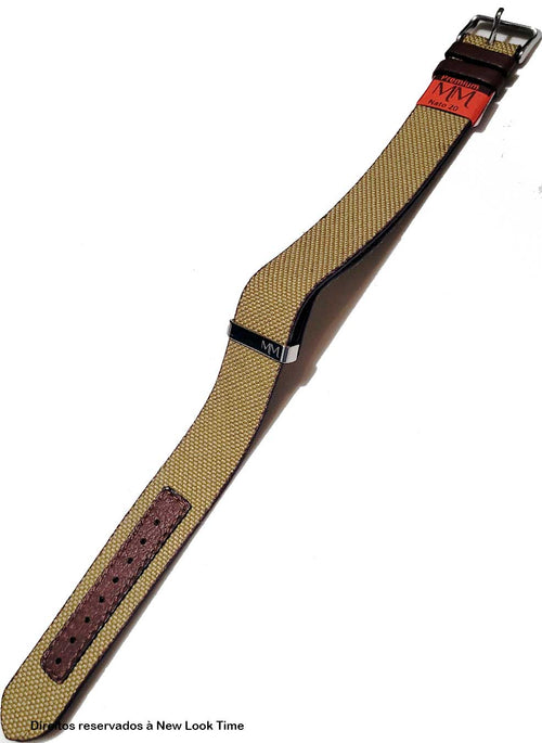 Pulseira Nato Lona Bege 20mm Fivela Prata