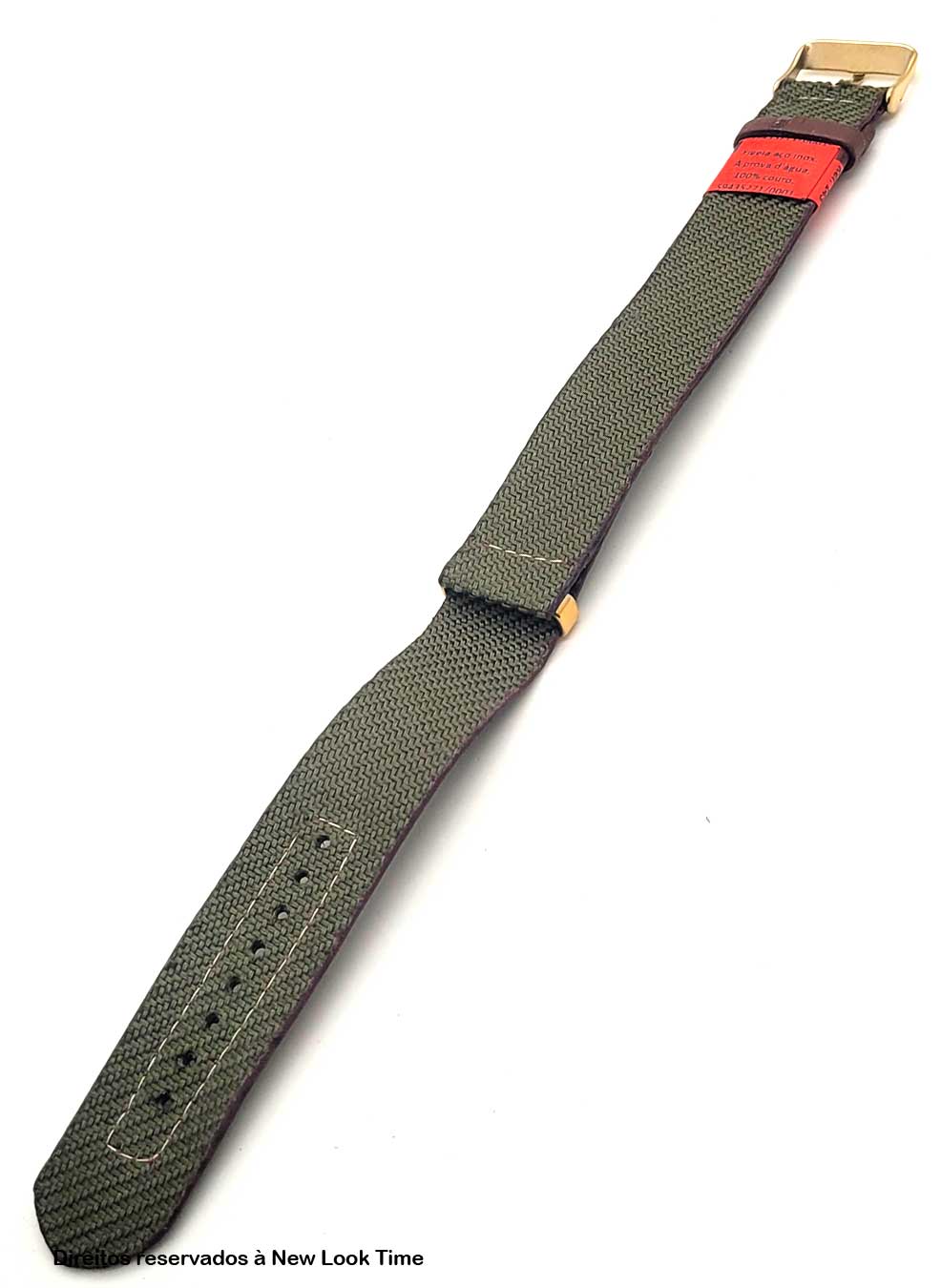Pulseira Nato Lona Verde 22mm Fivela Dourada