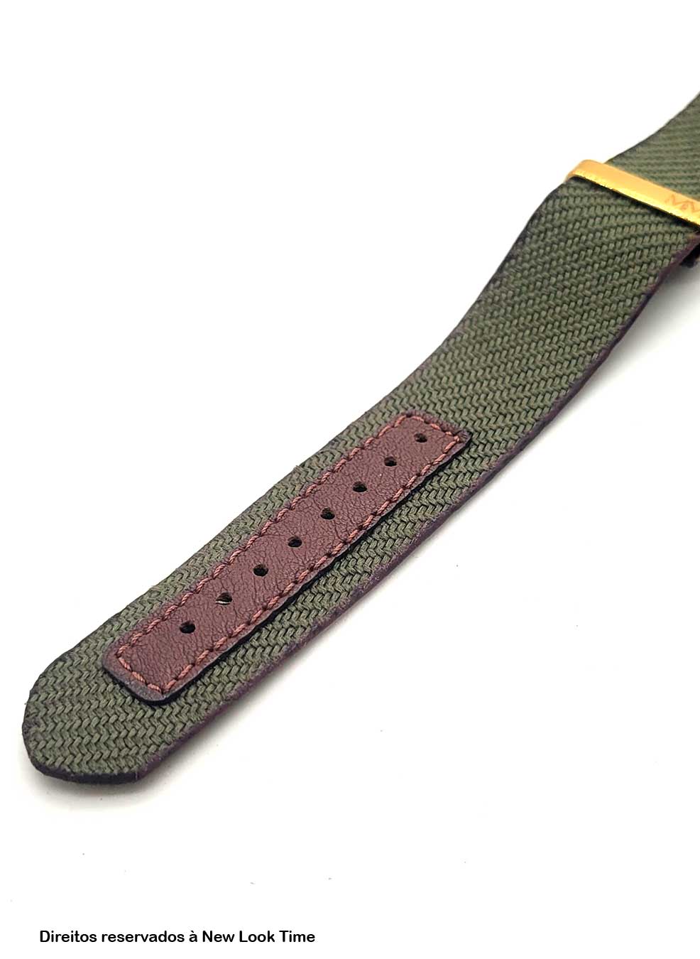 Pulseira Nato Lona Verde 22mm Fivela Dourada