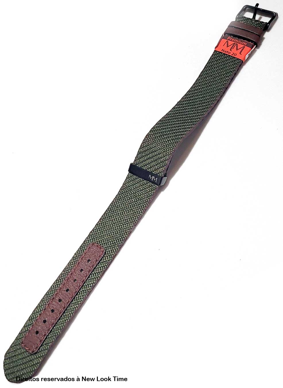 Pulseira Nato Lona Verde 20mm Fivela Preta