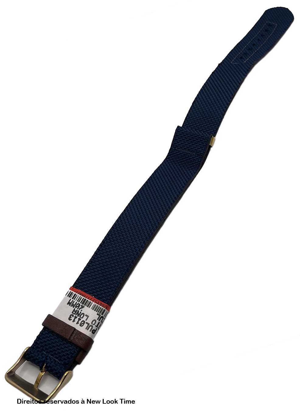 Pulseira Nato Lona Azul 20mm Fivela Dourada