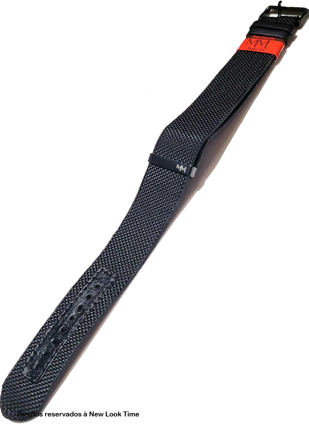 Pulseira Nato Lona Preta 24mm Fivela Preta
