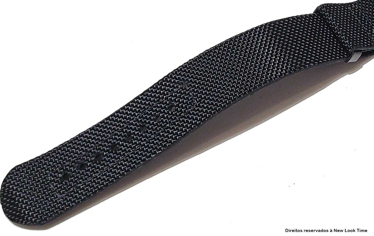Pulseira Nato Lona Preta 24mm Fivela Preta