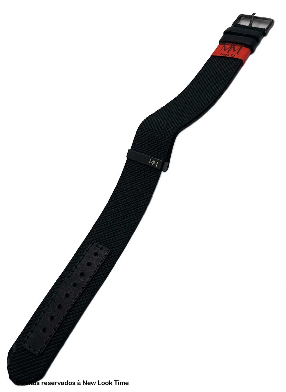 Pulseira Nato Lona Preta 22mm Fivela Preta