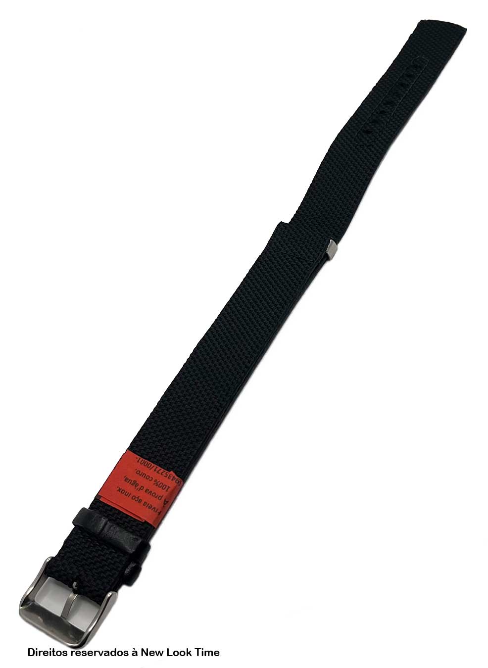 Pulseira Nato Lona Preta 20mm Fivela Prata
