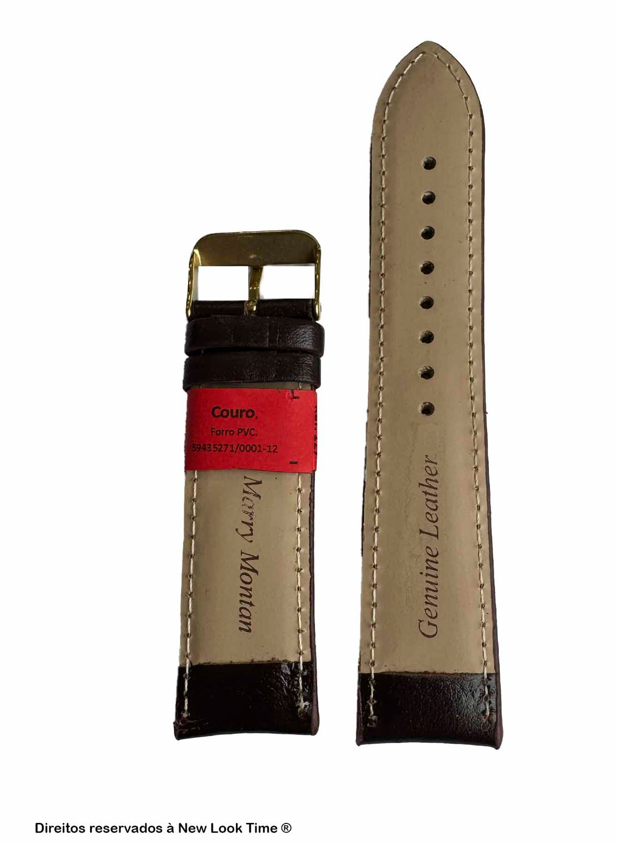 Pulseira Couro Marrom Relógios 22mm Clássica L Fivela Dourada