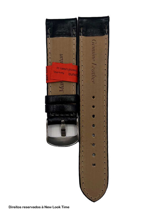Pulseira Couro Preto Relógios 20mm Clássica L Fivela Prata