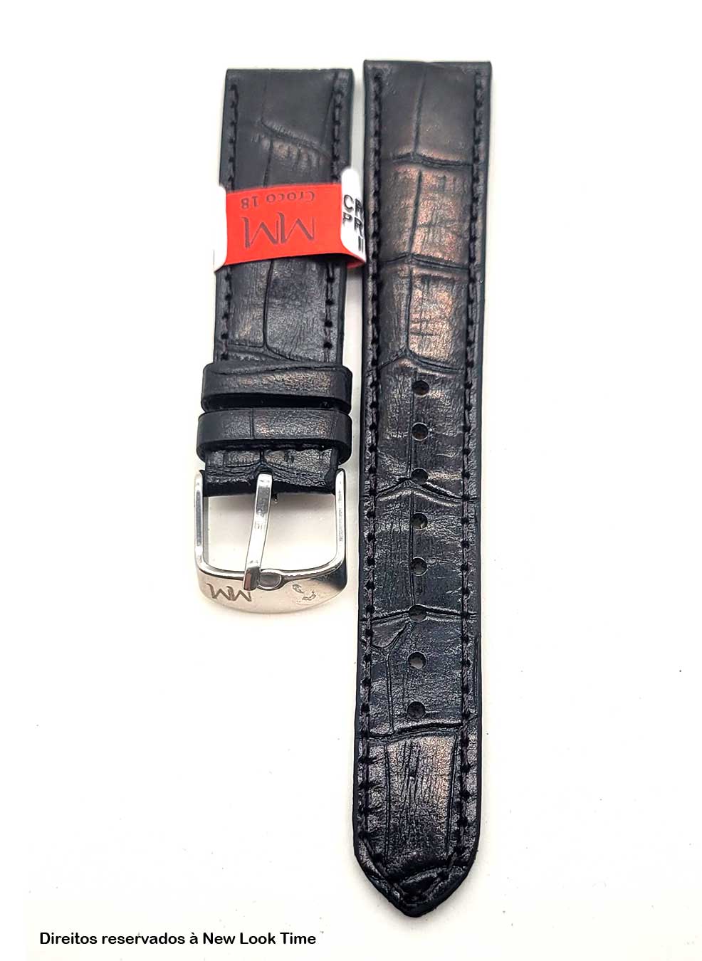 Pulseira croco preta 18mm