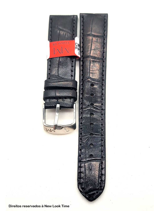 Pulseira croco preta 18mm