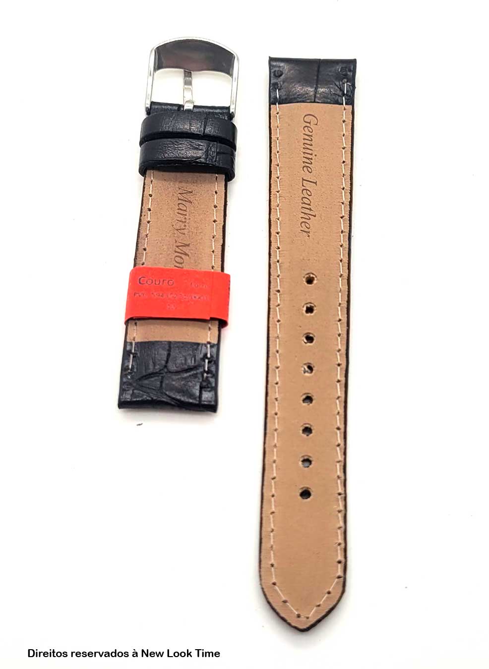 Pulseira croco preta 18mm