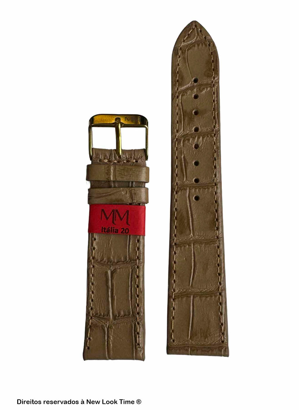 Pulseira Couro Nude Relógios 20mm Itália Croco Fivela Dourada