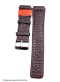 Pulseira Couro Marrom Relógios 22mm Búfalo Costura Clara Picote Fivela Prata