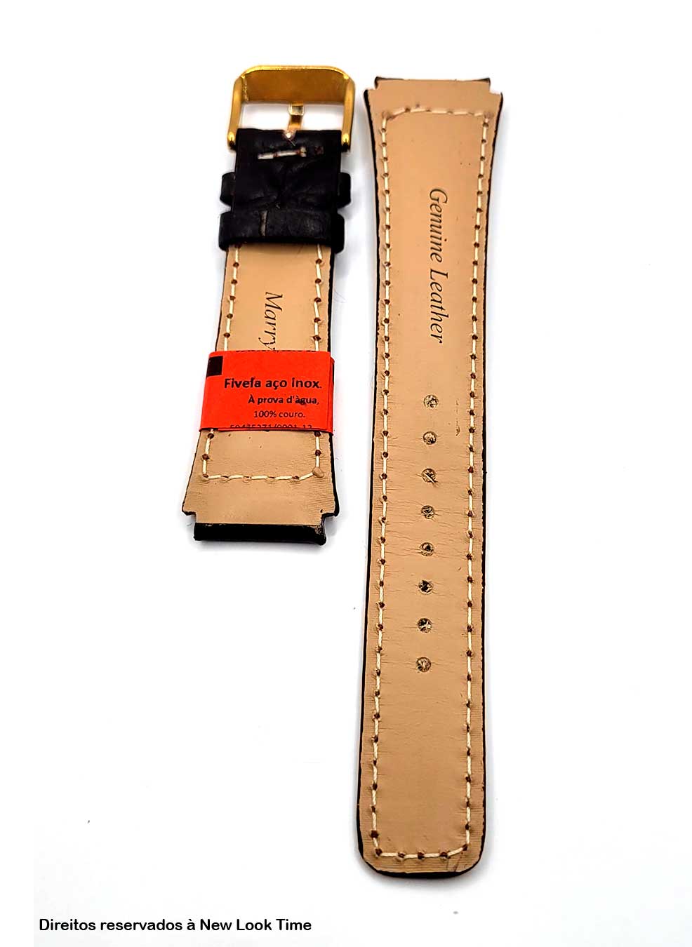 Pulseira Couro Marrom Relógios 20mm Búfalo Costura Clara Picote Fivela Dourada