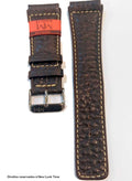 Pulseira Couro Marrom Relógios 24mm Búfalo Costura Clara Picote Fivela Prata