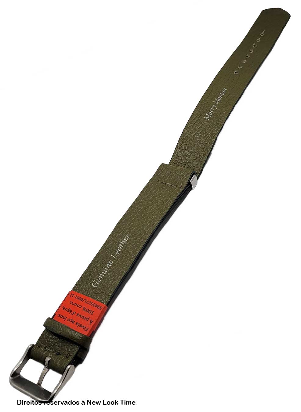 Pulseira Nato Couro Verde Relógios 18mm Fivela Prata