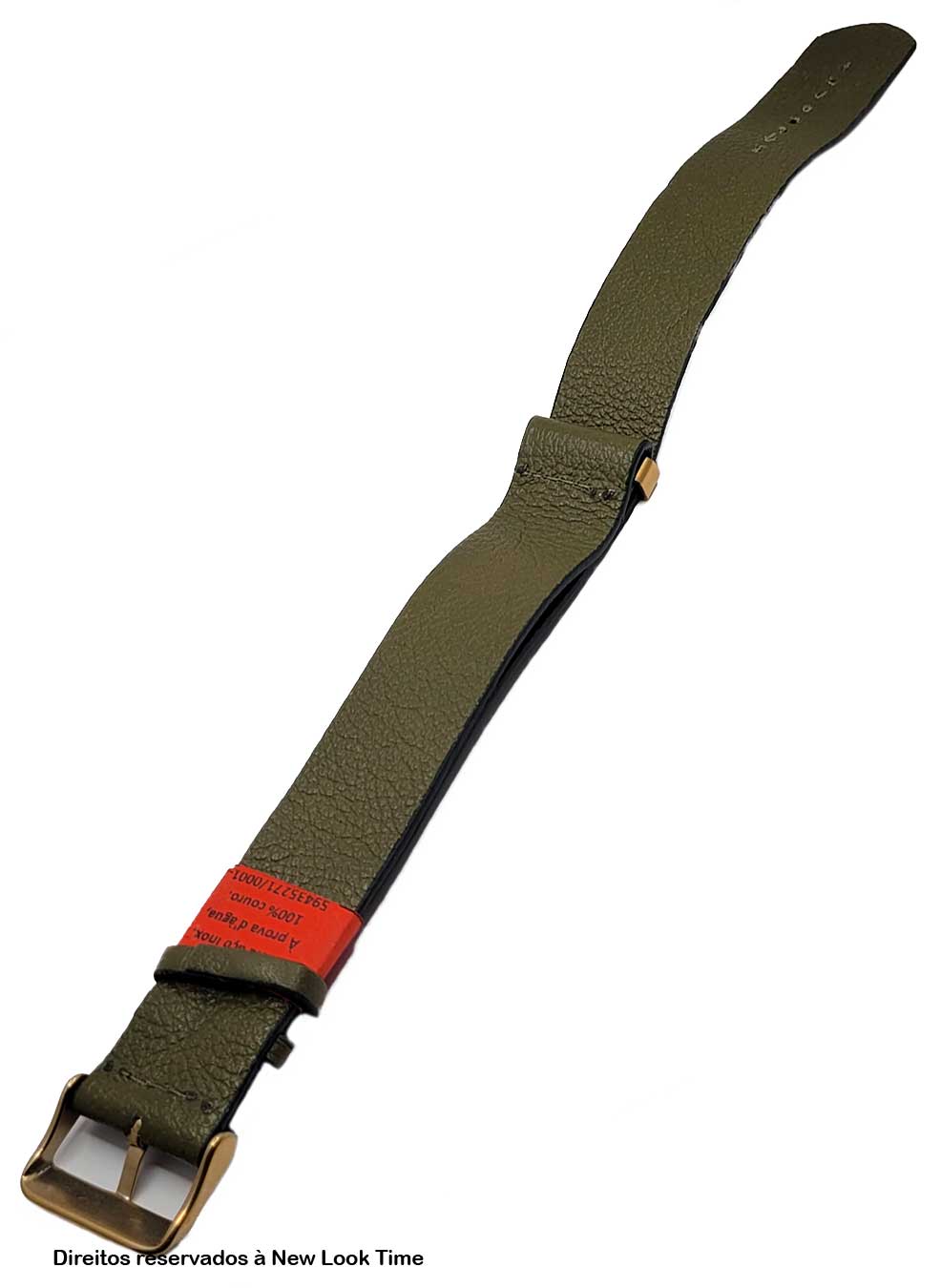 Pulseira Nato Couro Verde Relógios 22mm Fivela Dourada