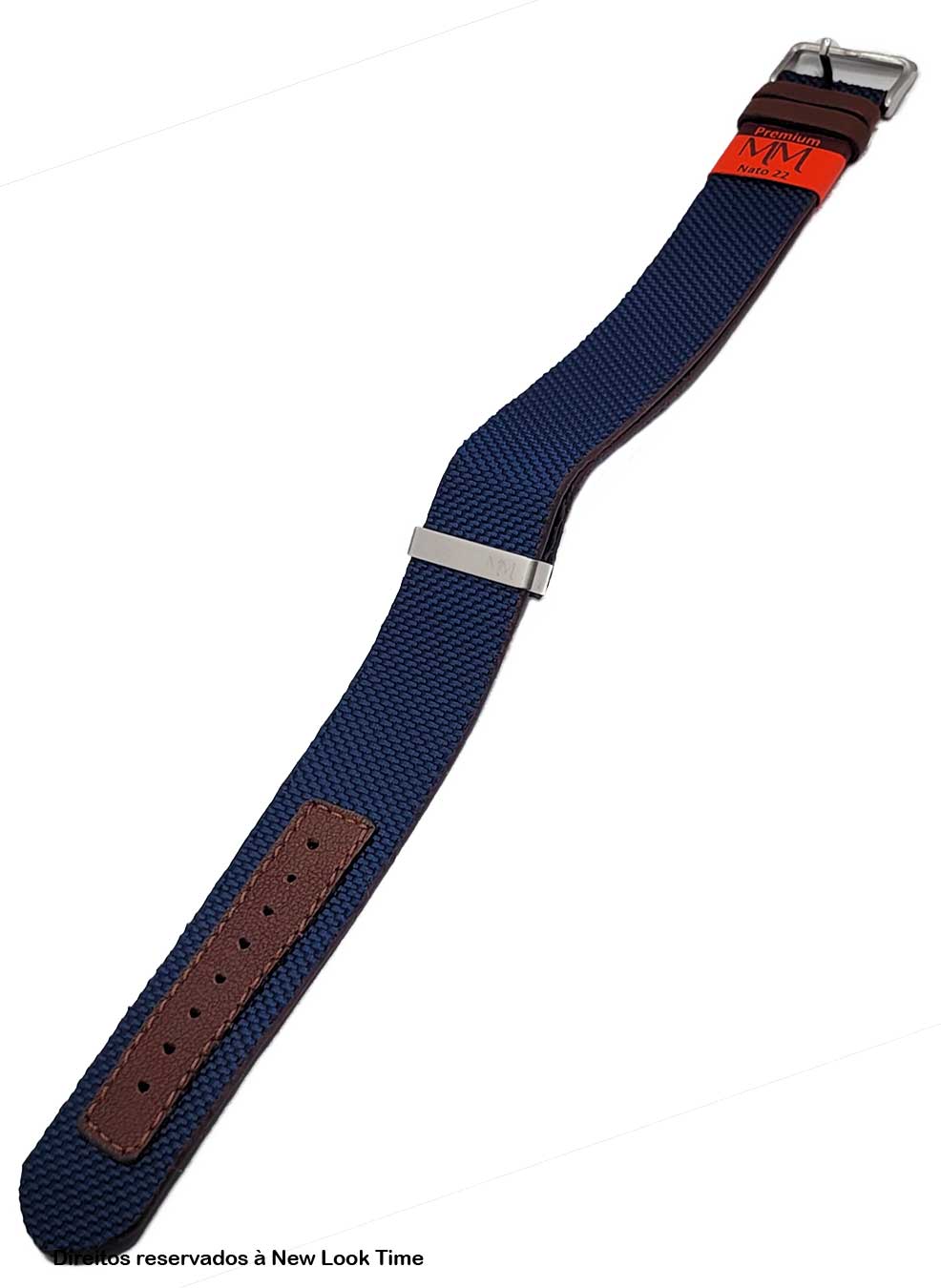 Pulseira Nato Lona Azul Relógios 22mm Fivela Prata