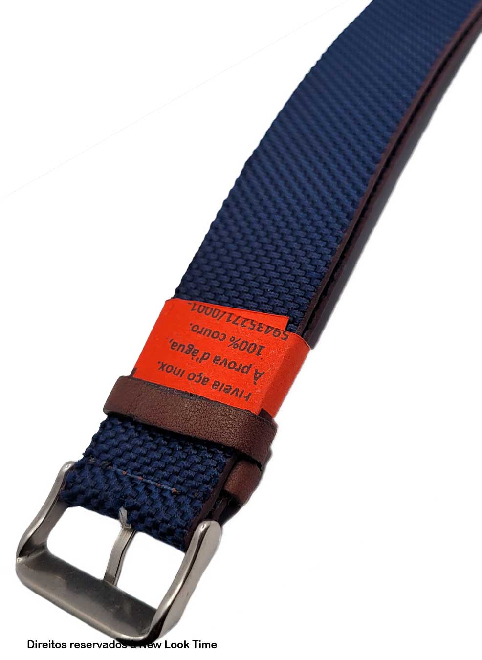 Pulseira Nato Lona Azul Relógios 22mm Fivela Prata