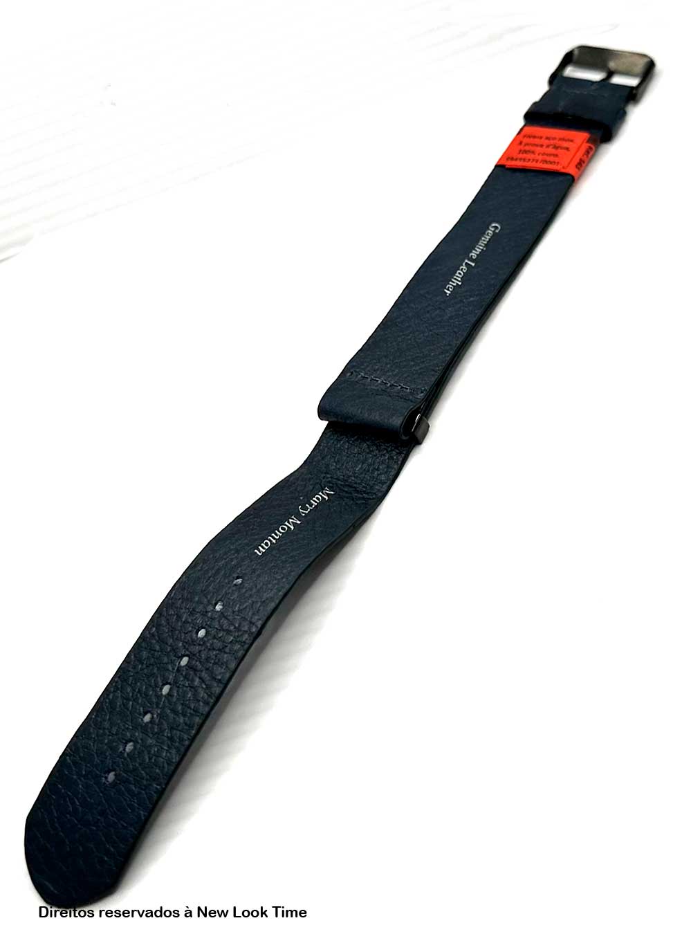 Pulseira Nato Couro Azul Relógios 24mm Fivela Preta