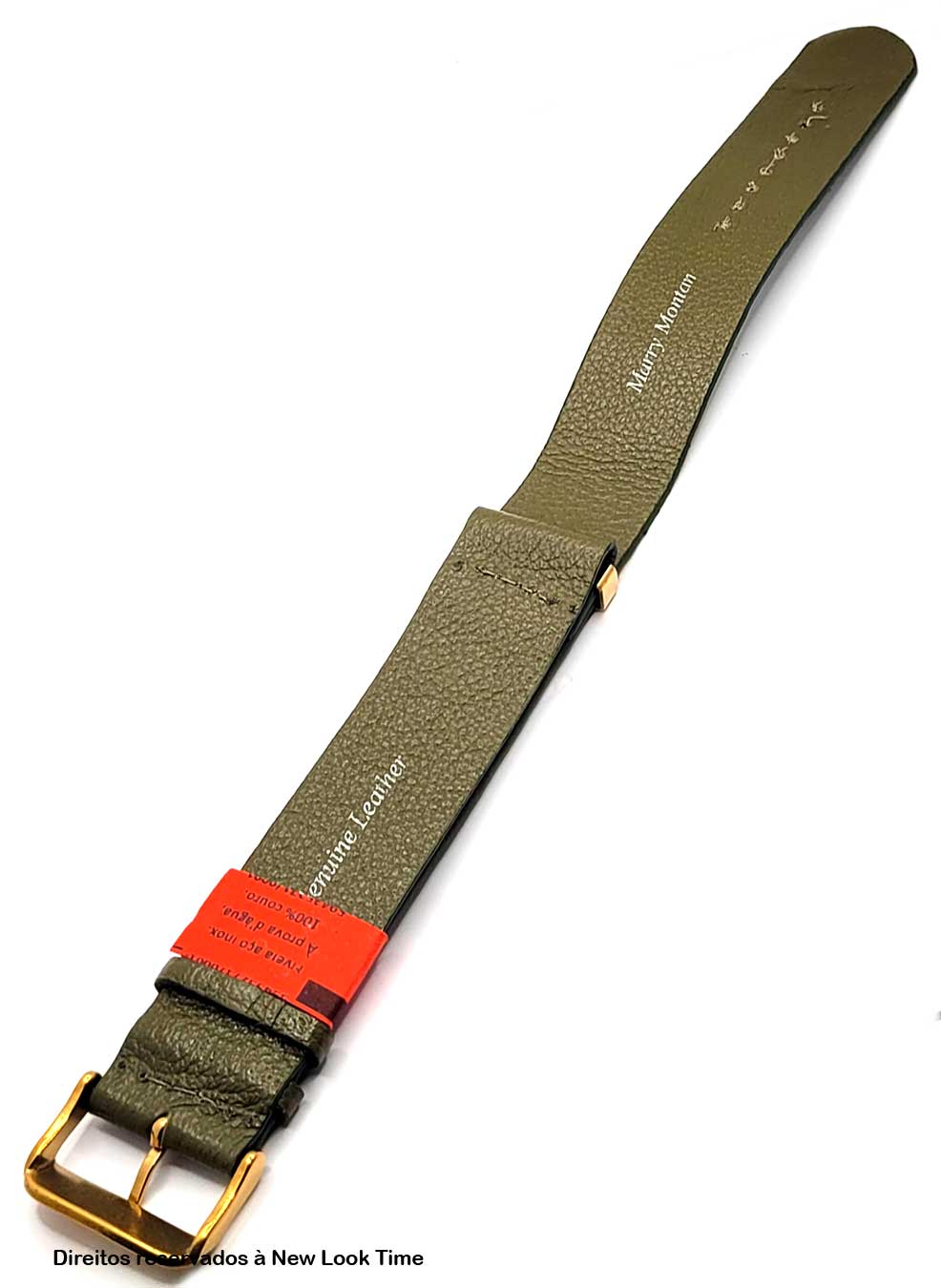 Pulseira Nato Couro Verde Relógios 24mm Fivela Dourada