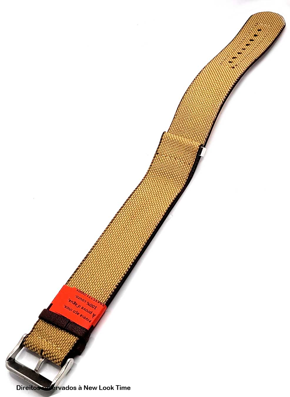 Pulseira Nato Lona Bege Relógios 24mm Fivela Prata