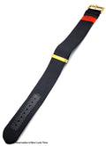 Pulseira Nato Lona Preta Relógios 24mm Fivela Dourada