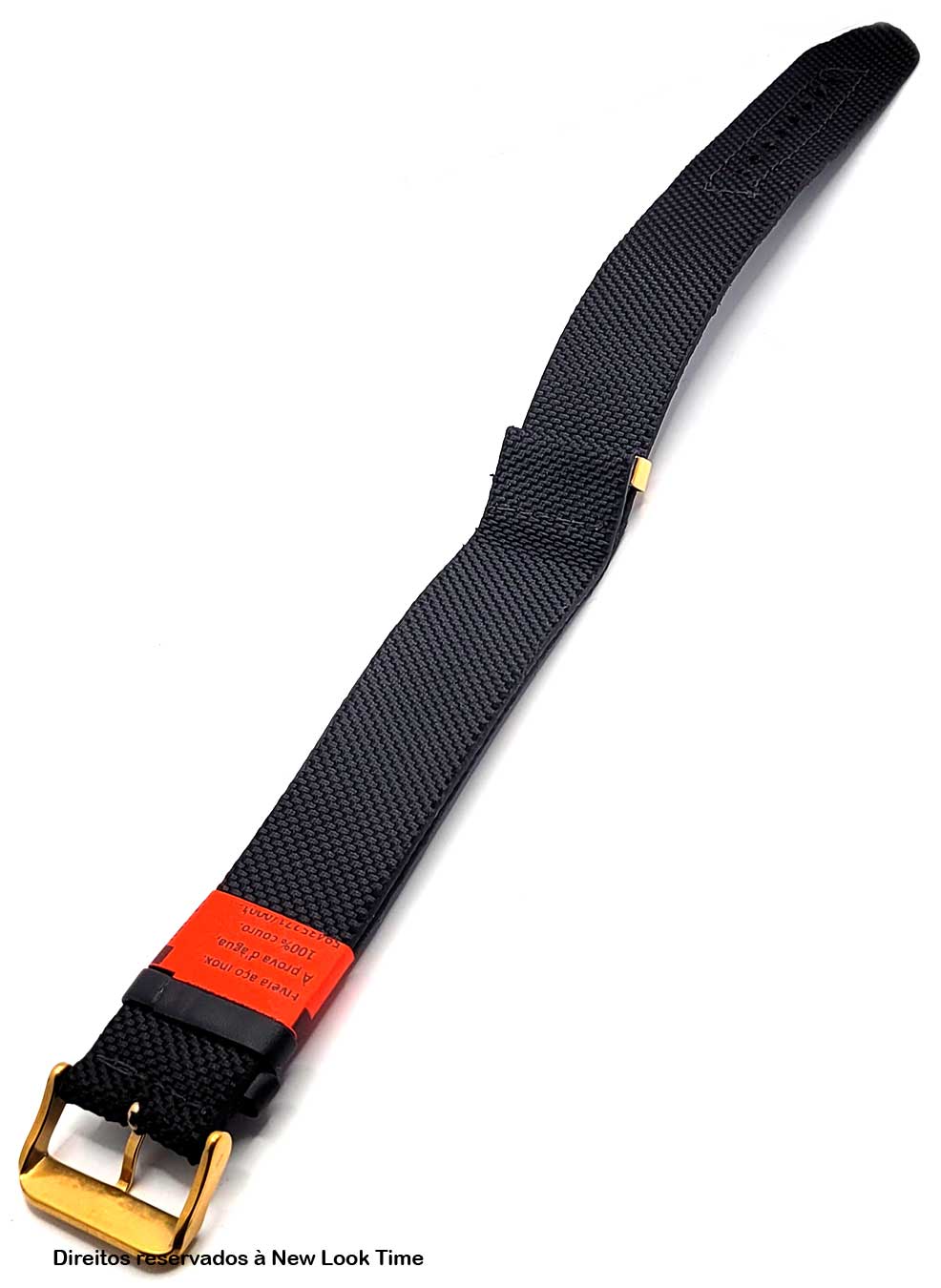 Pulseira Nato Lona Preta Relógios 24mm Fivela Dourada