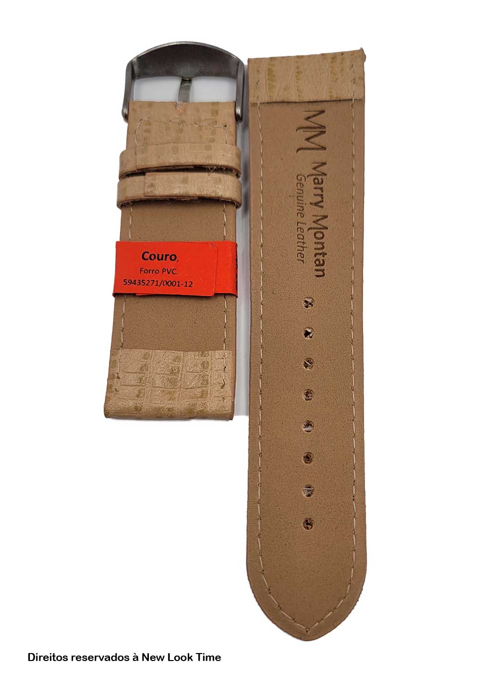 Pulseira Couro Avelã Relógios 24 mm Lezard Fivela Prata