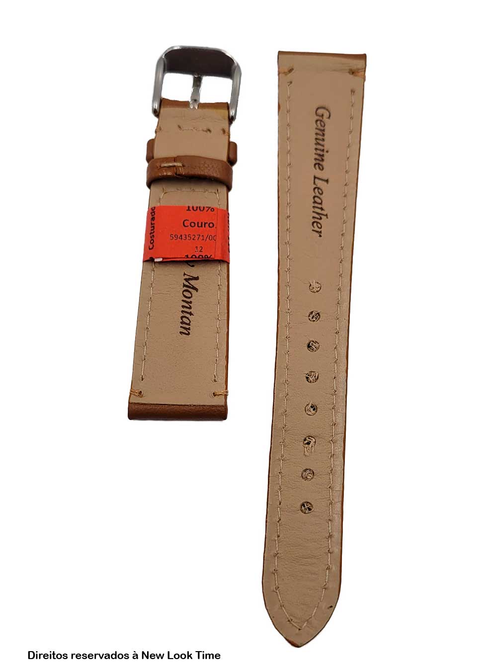 Pulseira Couro Havana Relógios 18mm Luxo Lisa Com Costura Fivela Prata