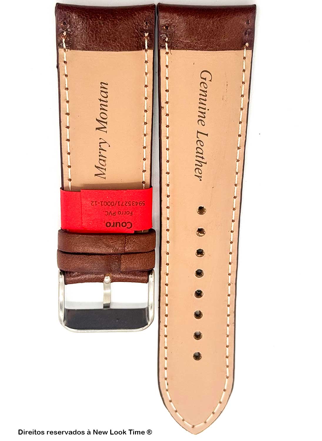 Pulseira Couro Tabaco Relógios 24mm Clássica L Fivela Prata