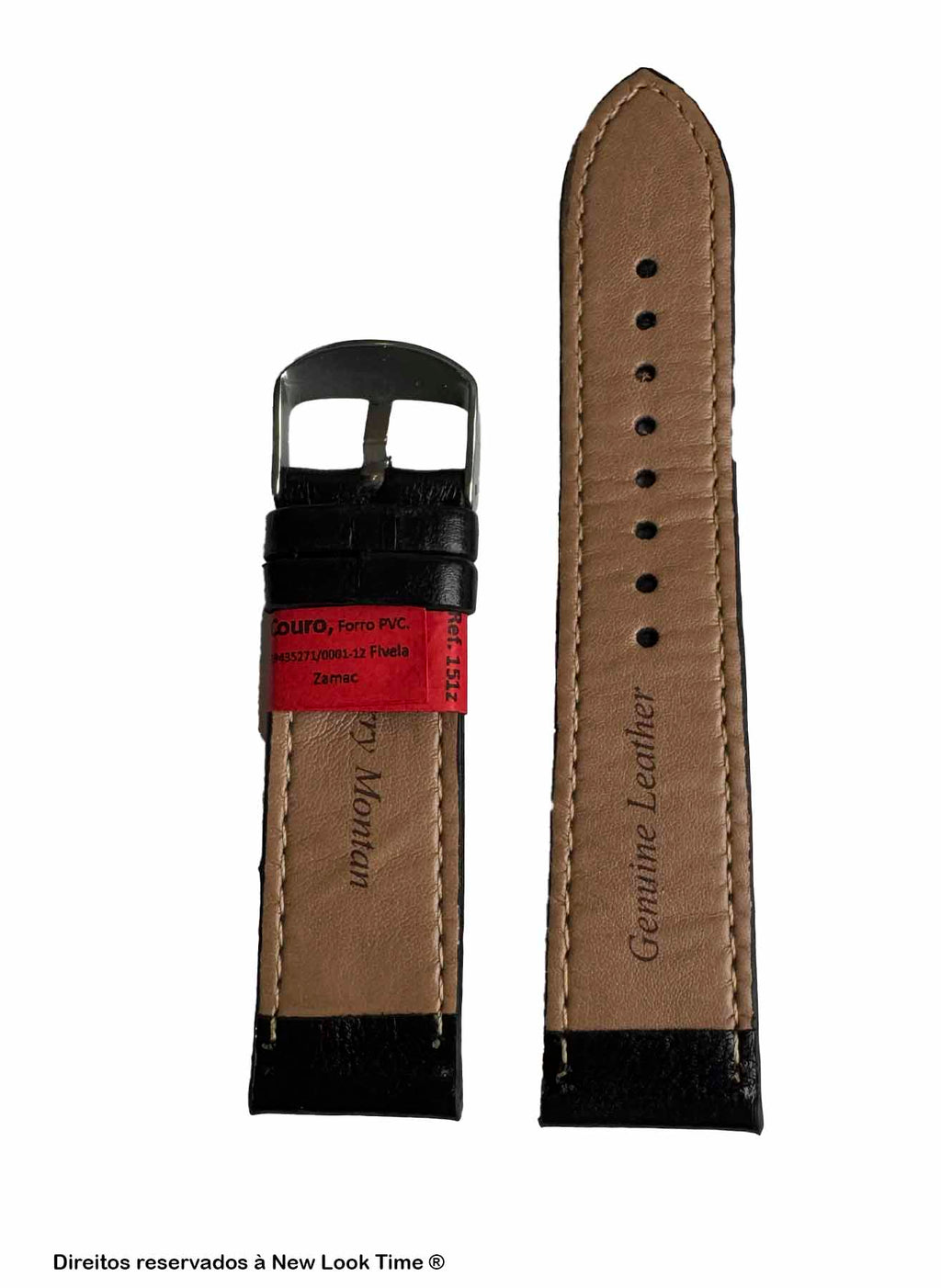 Pulseira Couro Preto Relógios 22mm Soft L Fivela Prata