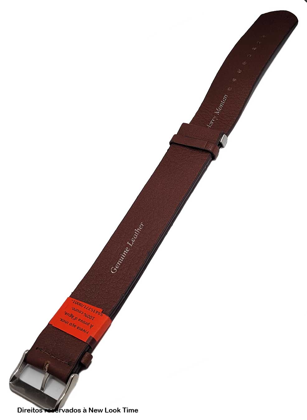 Pulseira Nato Couro Marrom Relógios 24mm Fivela Prata
