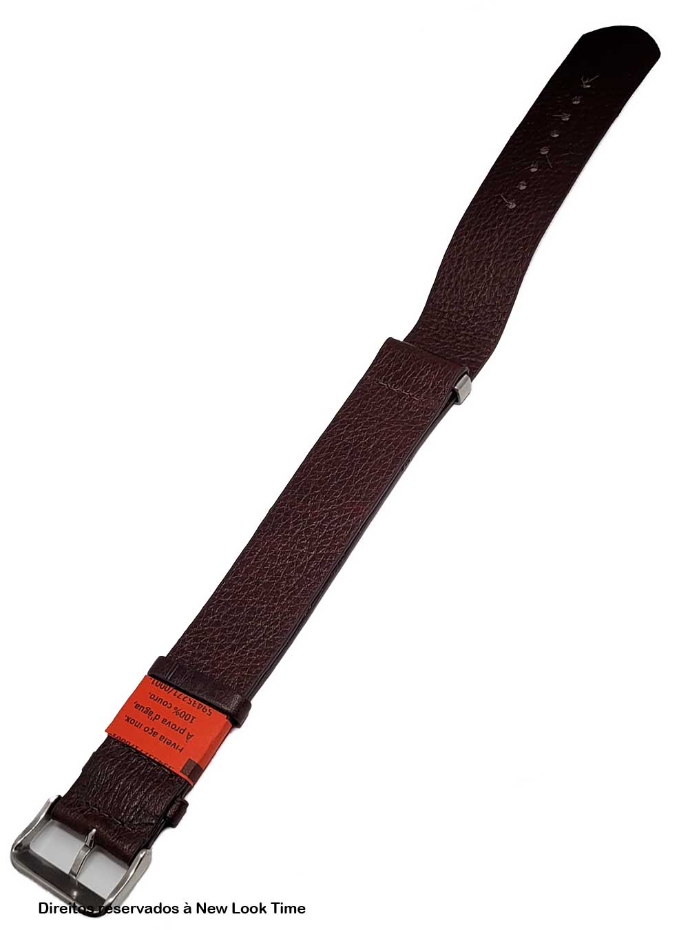 Pulseira Nato Couro Marrom Relógios 22mm Fivela Prata