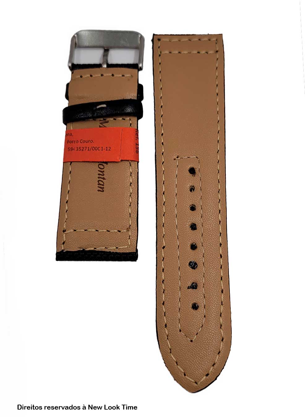 Pulseira Cordura Preta 24mm Fivela Prata