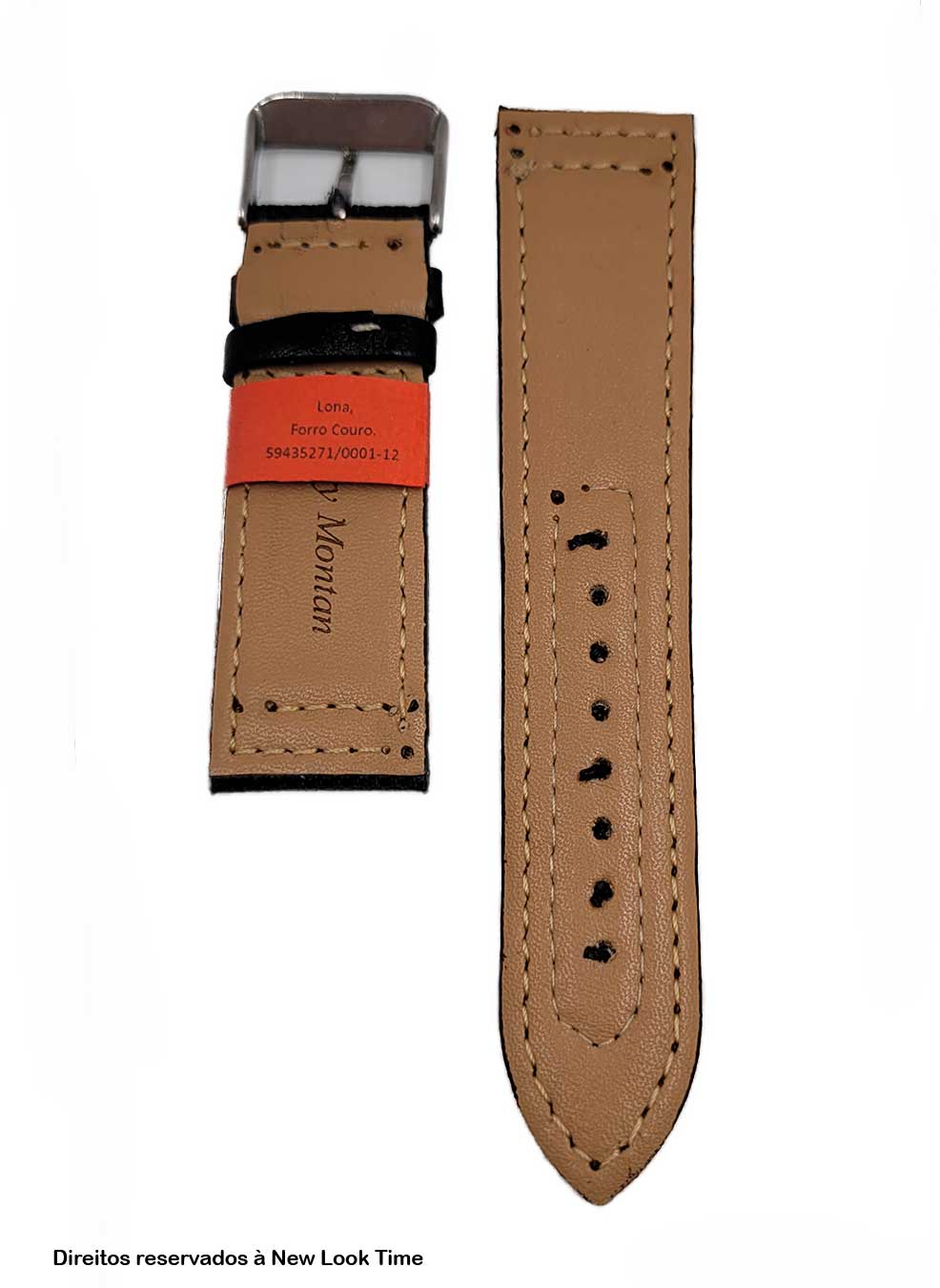 Pulseira Cordura Preta 22mm Fivela Prata