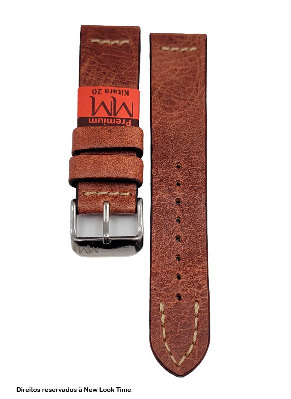 Pulseira Couro Vintage Relógios 20mm Kitara Fivela Prata