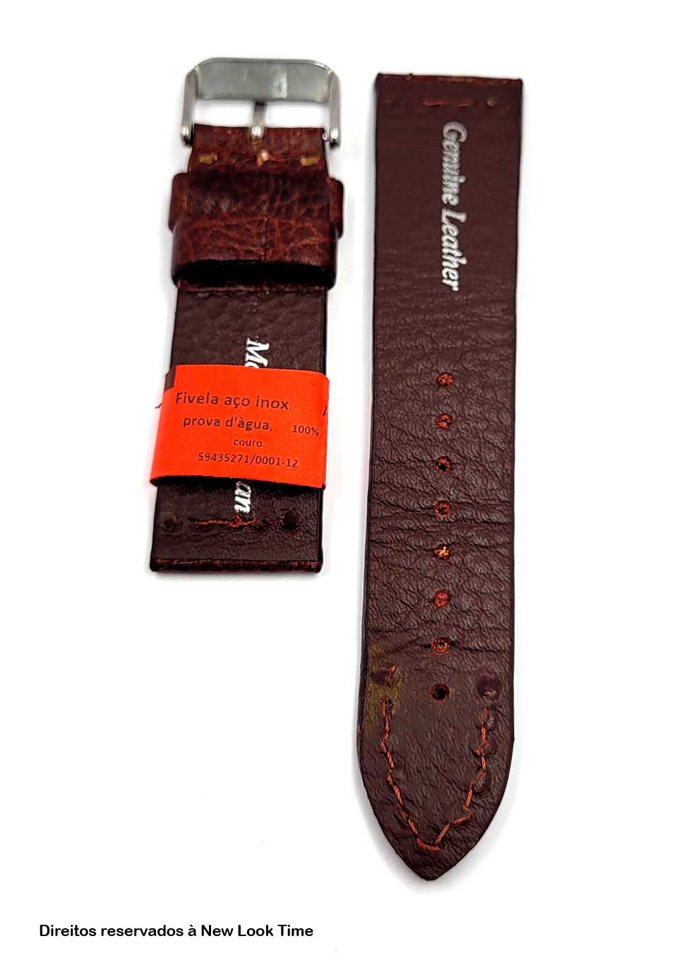 Pulseira Couro Marrom Relógios 22mm Kitara Fivela Prata