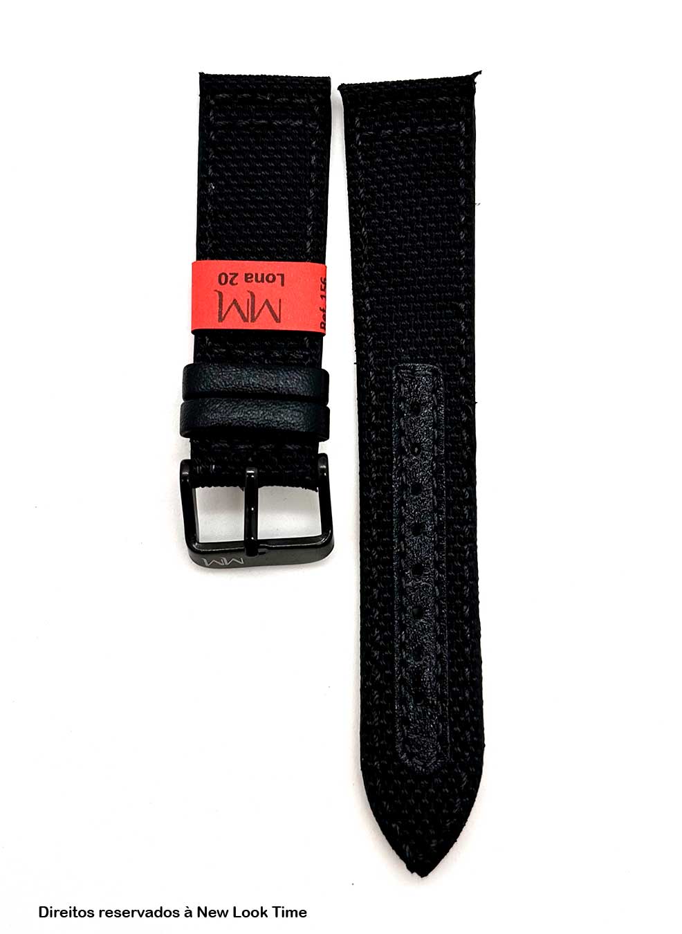 Pulseira Cordura Preta Relógios 20mm Lona Fivela Preta