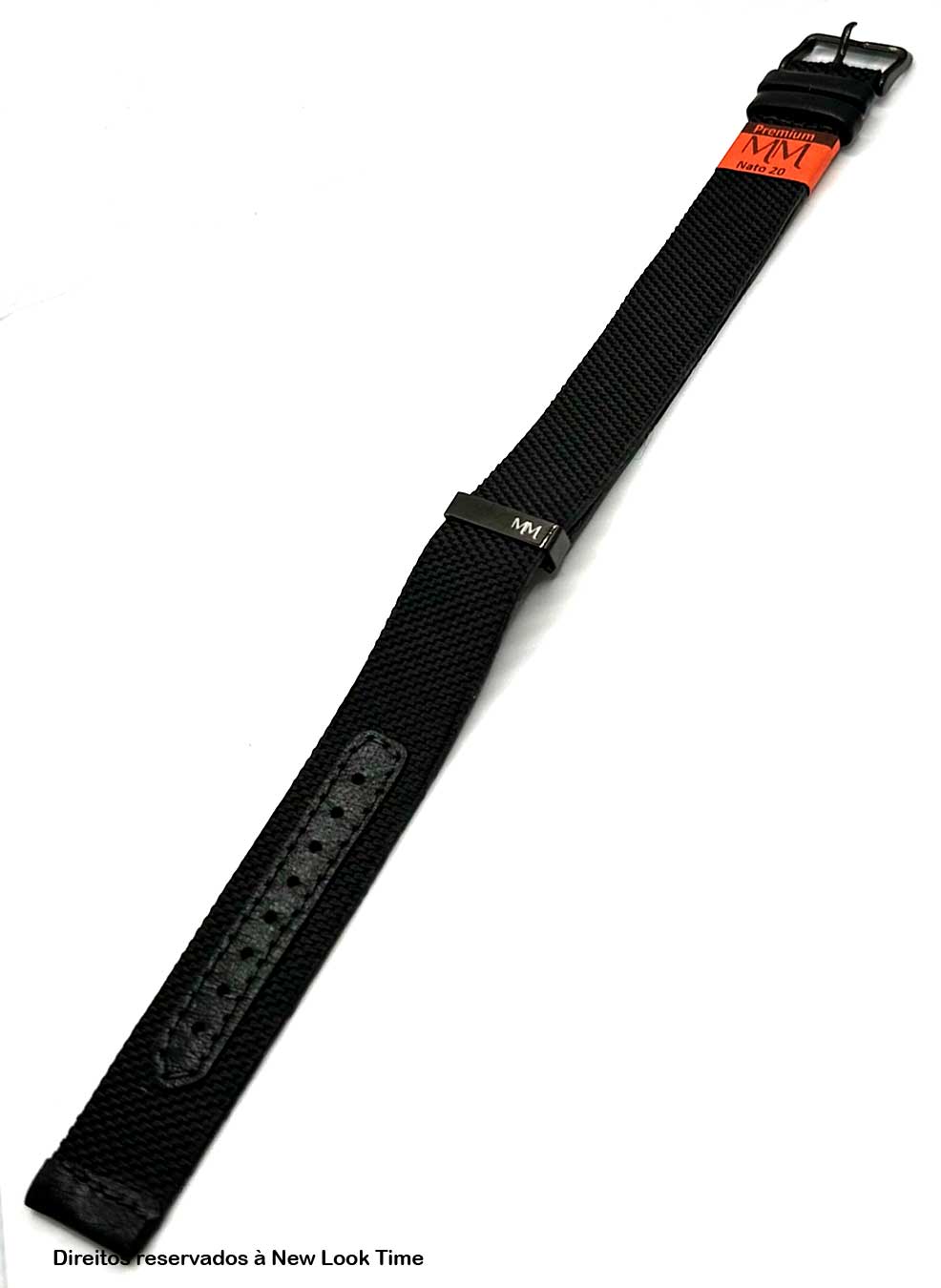 Pulseira Nato Lona Preta 20mm Fivela Preta