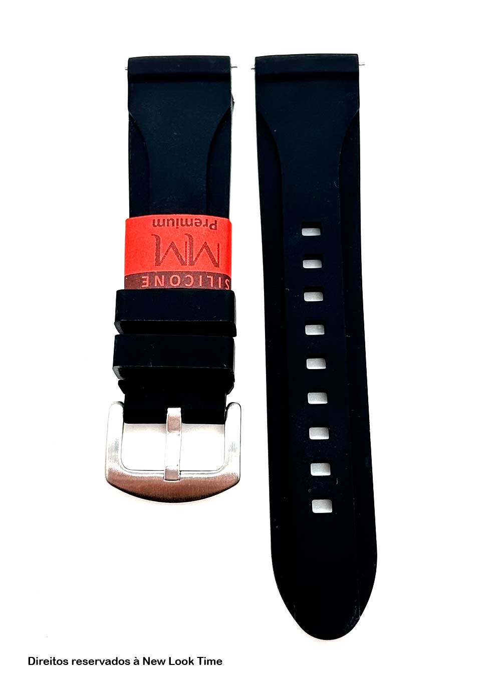 Pulseira Silicone Preta Relógios 20mm Fivela Prata