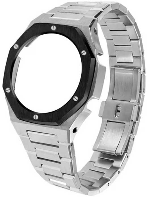 Pulseira de G-Shock Genérica em Metal Prata Para Linha GA-2100 GA-2110 e GAB-2100